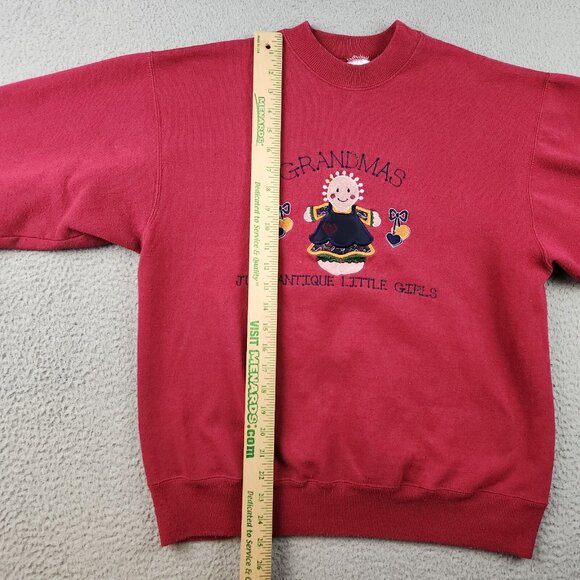 Vtg 90's Grandma Sweatshirt Women's Large Crewneck Embroidered Burgundy USA Made - Picture 6 of 8